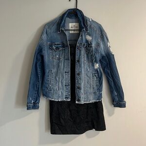 Hollister Jean Jacket and Black Floral Dress Bundle